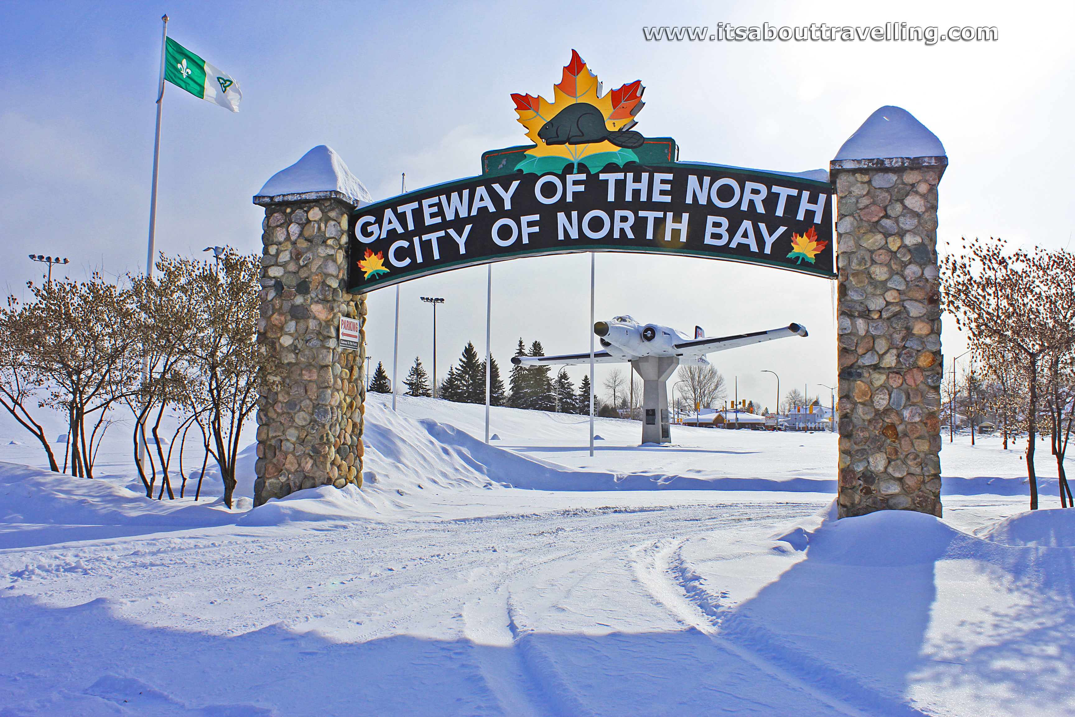 The Gateway to The North Arch, built in 1928, is located in Lee Park, North Bay, Ontario.